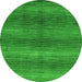 Round Machine Washable Abstract Green Modern Area Rugs, wshabs1561grn