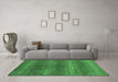 Machine Washable Abstract Emerald Green Modern Area Rugs in a Living Room,, wshabs1561emgrn