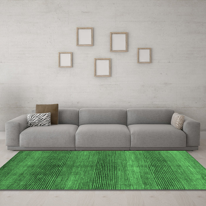 Machine Washable Abstract Emerald Green Modern Area Rugs in a Living Room,, wshabs1561emgrn
