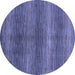 Round Abstract Blue Modern Rug, abs1561blu