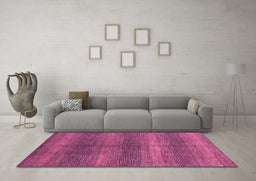 Machine Washable Abstract Pink Modern Rug in a Living Room, wshabs1561pnk