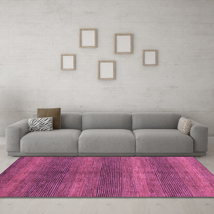 Machine Washable Abstract Pink Modern Rug in a Living Room, wshabs1561pnk