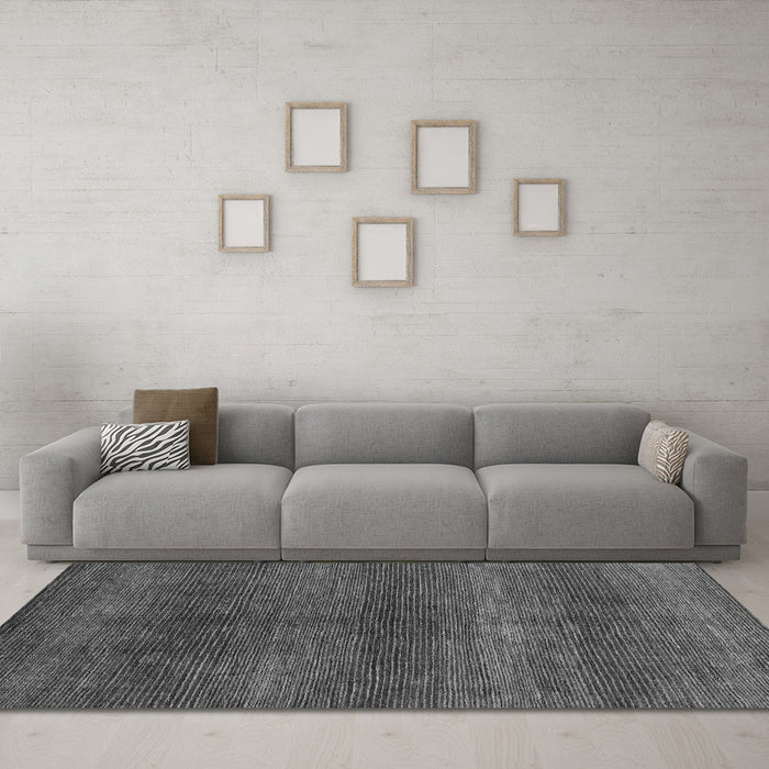 Machine Washable Abstract Gray Modern Rug in a Living Room,, wshabs1561gry