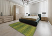 Abstract Army Green Modern Rug in a Bedroom, abs1561