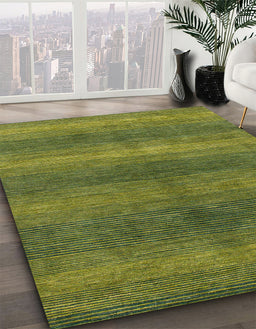 Machine Washable Abstract Army Green Rug in a Family Room, wshabs1561