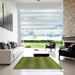 Square Abstract Army Green Modern Rug in a Living Room, abs1561