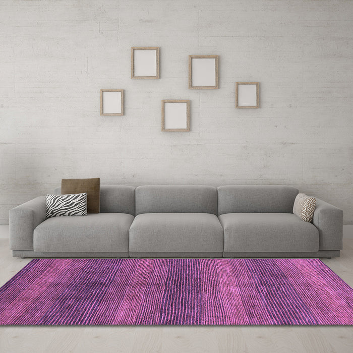 Machine Washable Abstract Purple Modern Area Rugs in a Living Room, wshabs1561pur