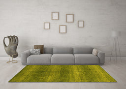 Machine Washable Abstract Yellow Modern Rug in a Living Room, wshabs1561yw