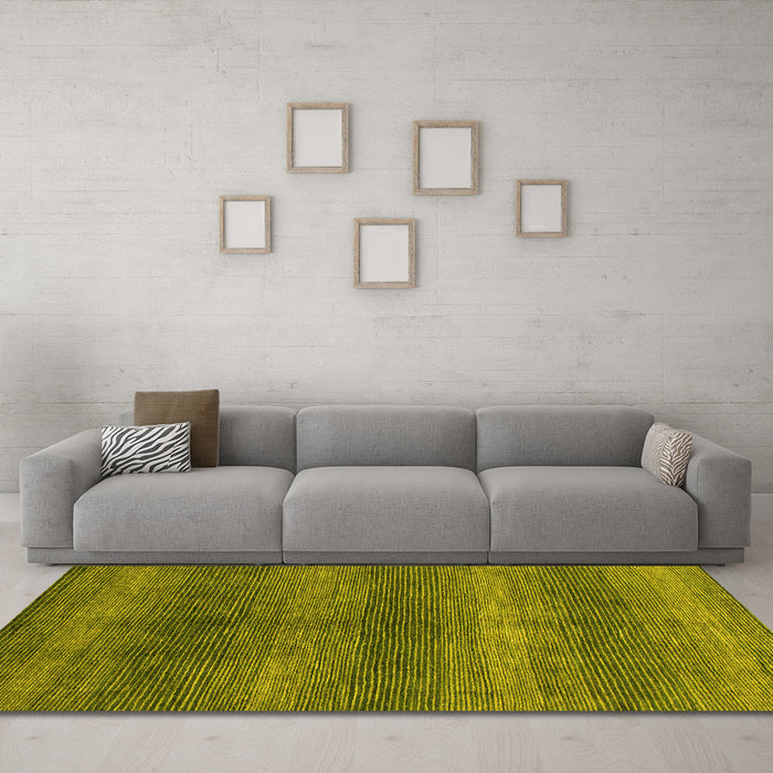 Machine Washable Abstract Yellow Modern Rug in a Living Room, wshabs1561yw
