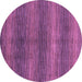 Round Machine Washable Abstract Purple Modern Area Rugs, wshabs1561pur