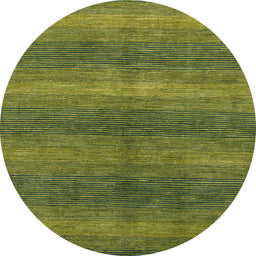 Round Machine Washable Abstract Army Green Rug, wshabs1561