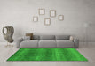 Machine Washable Abstract Green Modern Area Rugs in a Living Room,, wshabs1561grn