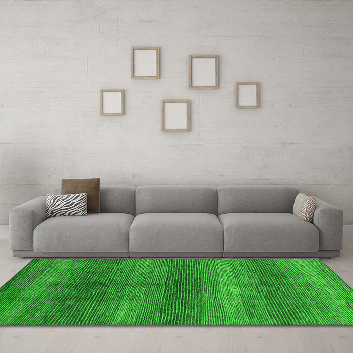 Machine Washable Abstract Green Modern Area Rugs in a Living Room,, wshabs1561grn