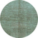 Round Abstract Light Blue Modern Rug, abs1562lblu