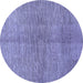 Round Abstract Blue Modern Rug, abs1562blu