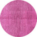 Round Machine Washable Abstract Pink Modern Rug, wshabs1562pnk