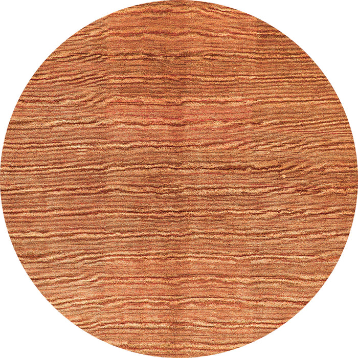 Round Machine Washable Abstract Orange Modern Area Rugs, wshabs1562org