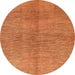 Round Machine Washable Abstract Orange Modern Area Rugs, wshabs1562org