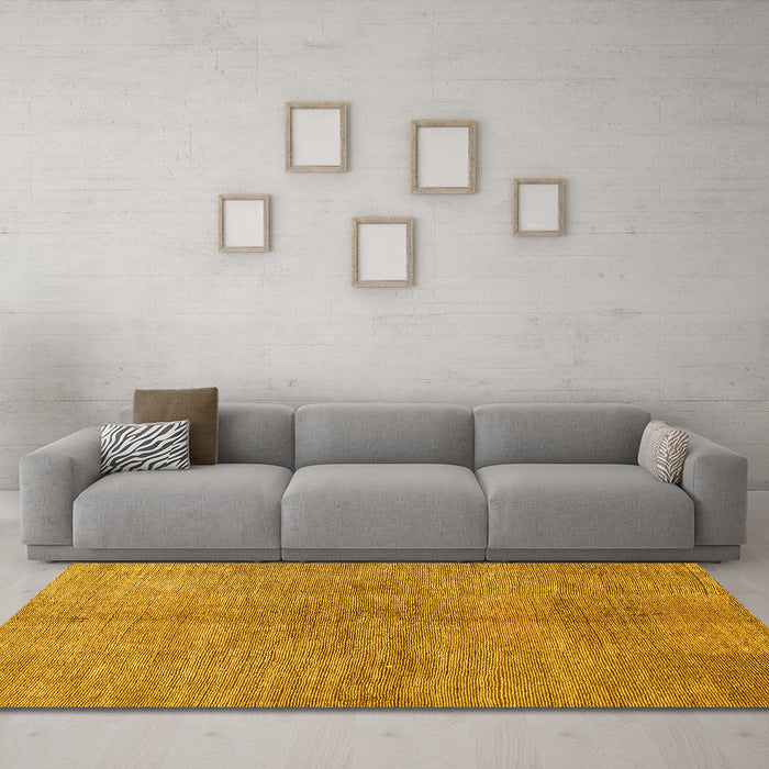 Machine Washable Abstract Yellow Modern Rug in a Living Room, wshabs1562yw