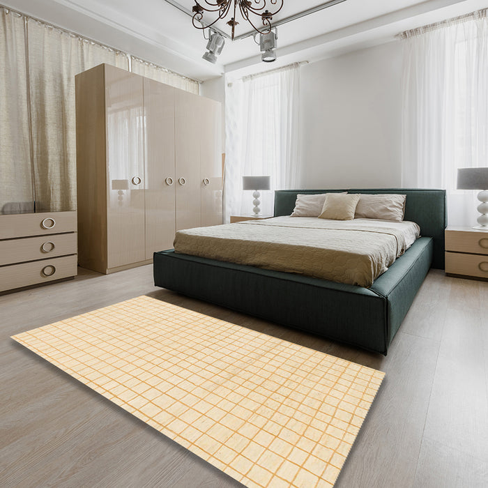 Abstract Khaki Gold Solid Rug in a Bedroom, abs1563