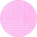 Round Machine Washable Solid Pink Modern Rug, wshabs1563pnk