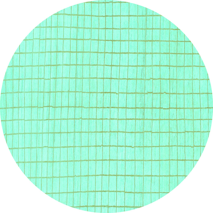 Round Machine Washable Solid Turquoise Modern Area Rugs, wshabs1563turq