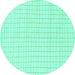 Round Machine Washable Solid Turquoise Modern Area Rugs, wshabs1563turq