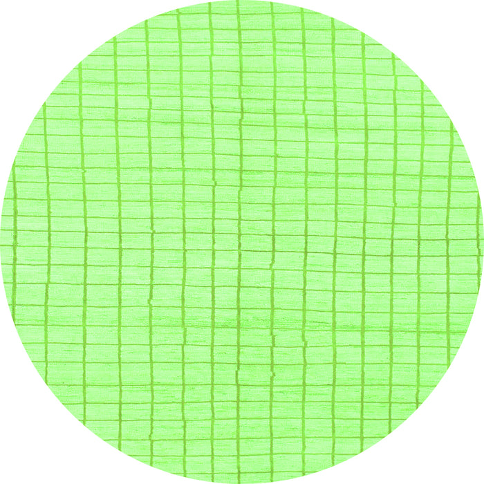 Round Machine Washable Solid Green Modern Area Rugs, wshabs1563grn