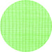 Round Machine Washable Solid Green Modern Area Rugs, wshabs1563grn