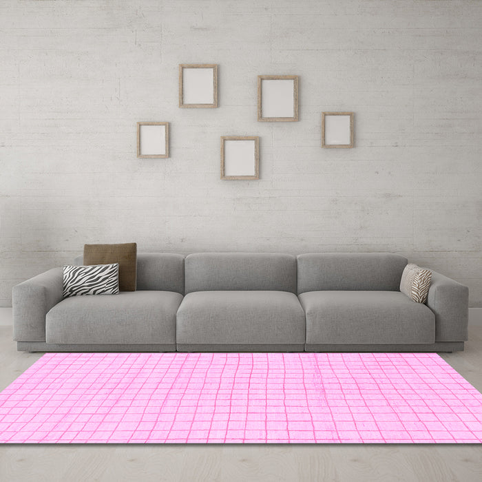 Machine Washable Solid Pink Modern Rug in a Living Room, wshabs1563pnk