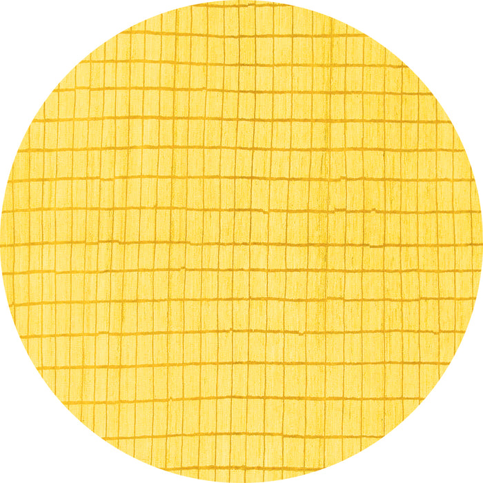 Round Machine Washable Solid Yellow Modern Rug, wshabs1563yw