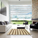 Square Abstract Brown Solid Rug in a Living Room, abs1564