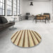 Round Abstract Brown Solid Rug in a Office, abs1564