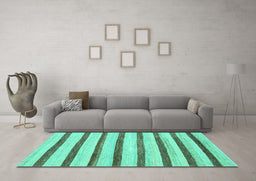 Machine Washable Solid Turquoise Modern Area Rugs in a Living Room,, wshabs1564turq