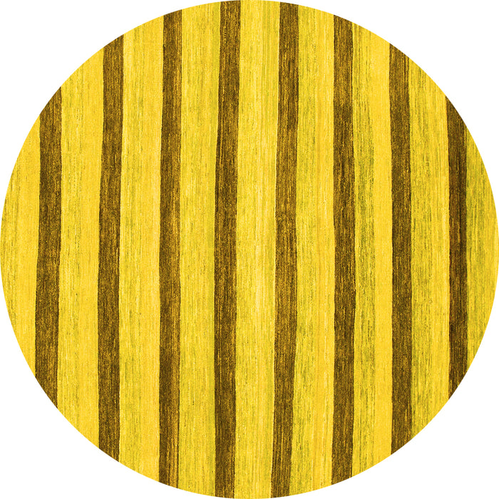 Round Machine Washable Solid Yellow Modern Rug, wshabs1564yw