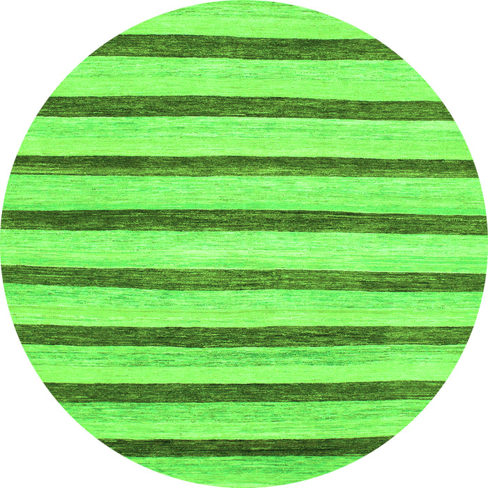 Round Machine Washable Solid Green Modern Area Rugs, wshabs1564grn