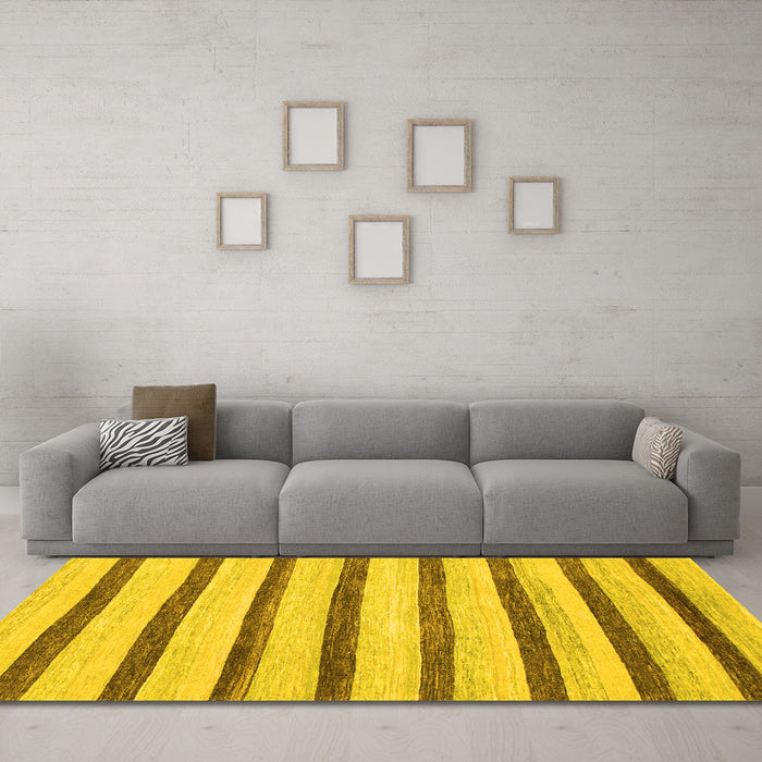 Machine Washable Solid Yellow Modern Rug in a Living Room, wshabs1564yw