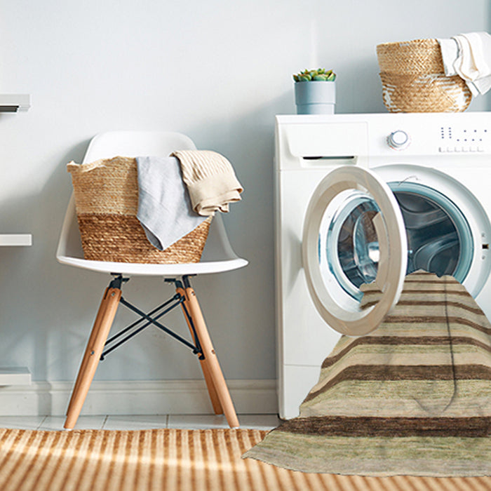 Machine Washable Abstract Brown Rug in a Washing Machine, wshabs1564