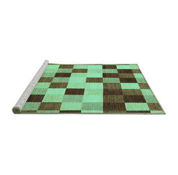 Sideview of Machine Washable Abstract Turquoise Modern Area Rugs, wshabs1565turq