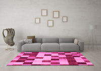 Machine Washable Abstract Pink Modern Rug, wshabs1565pnk