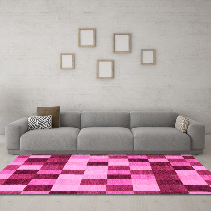 Machine Washable Abstract Pink Modern Rug in a Living Room, wshabs1565pnk