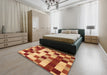 Abstract Red Modern Rug in a Bedroom, abs1565