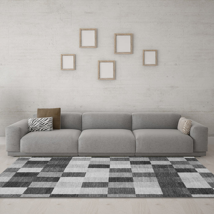 Machine Washable Abstract Gray Modern Rug in a Living Room,, wshabs1565gry