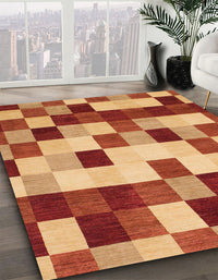 Abstract Red Modern Rug, abs1565