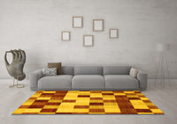 Machine Washable Abstract Yellow Modern Rug, wshabs1565yw