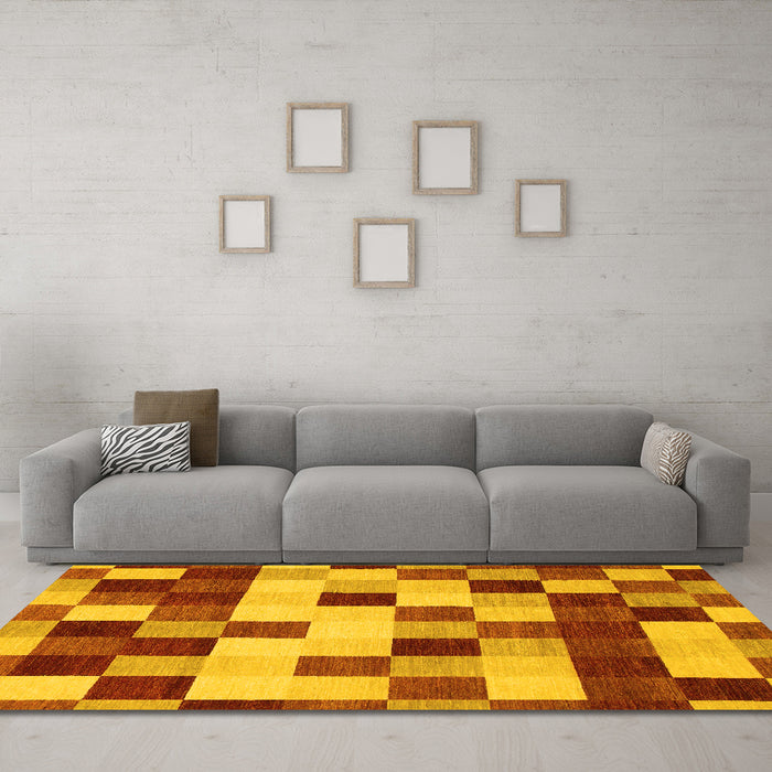 Machine Washable Abstract Yellow Modern Rug in a Living Room, wshabs1565yw