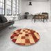 Round Abstract Red Modern Rug in a Office, abs1565