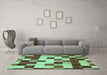 Machine Washable Abstract Turquoise Modern Area Rugs in a Living Room,, wshabs1565turq