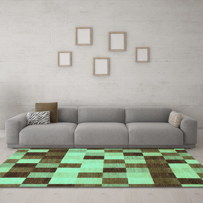 Machine Washable Abstract Turquoise Modern Area Rugs in a Living Room,, wshabs1565turq