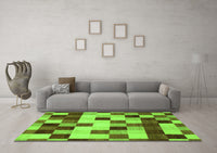 Machine Washable Abstract Green Modern Rug, wshabs1565grn